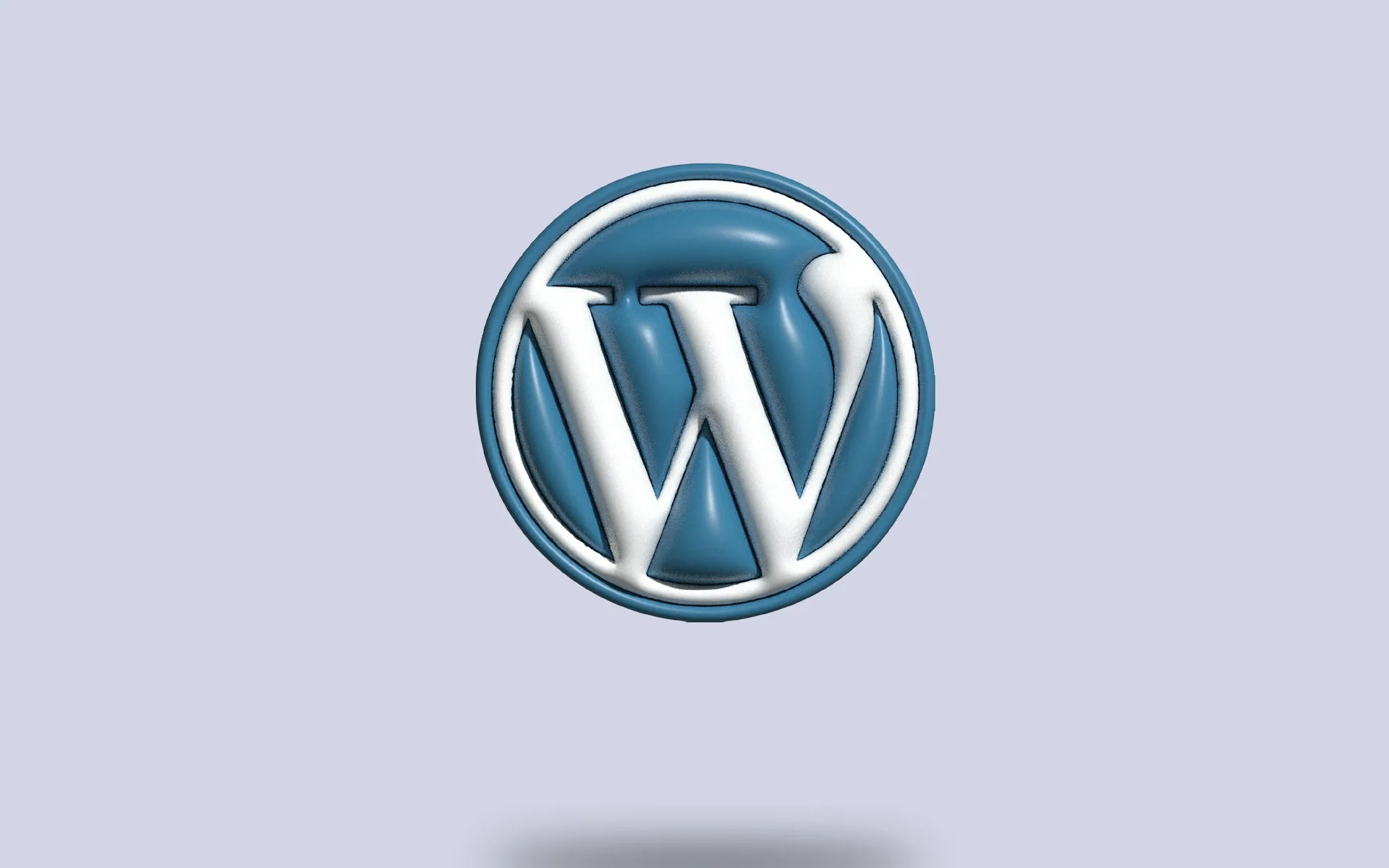 The WordPress logo displayed on a screen, representing WordPress development trends