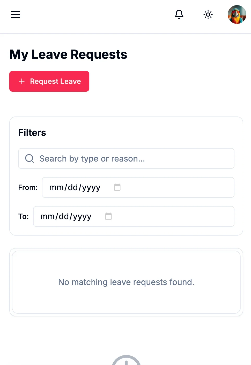 WeWebsolutionsHR leave request interface